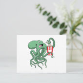 Octopus met Popcorn Briefkaart (Staand voorkant)