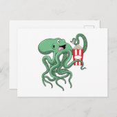 Octopus met Popcorn Briefkaart (Voorkant / Achterkant)