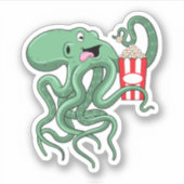 Octopus met Popcorn Sticker (Voorkant)
