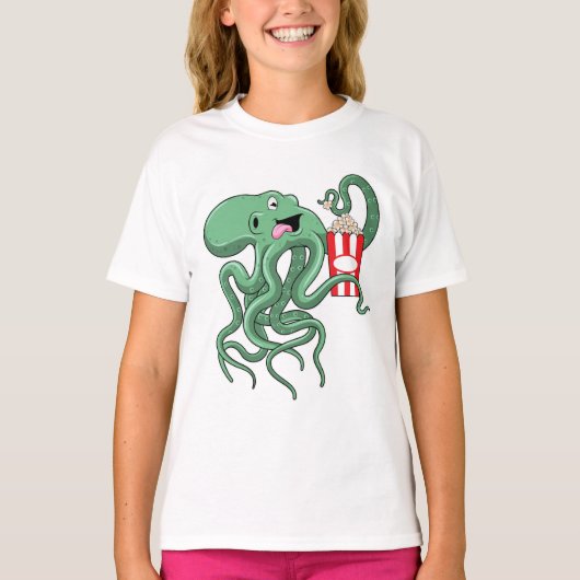 Octopus met Popcorn T-shirt (Voorkant)