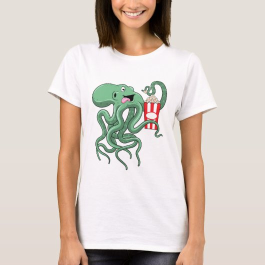 Octopus met Popcorn T-shirt (Voorkant)