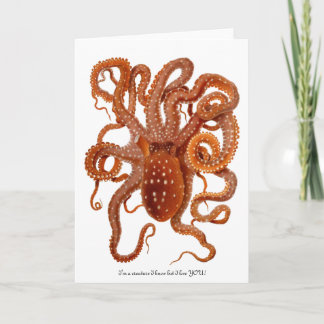 Octopus met pretbericht voor Valentijnsdag Feestdagen Kaart