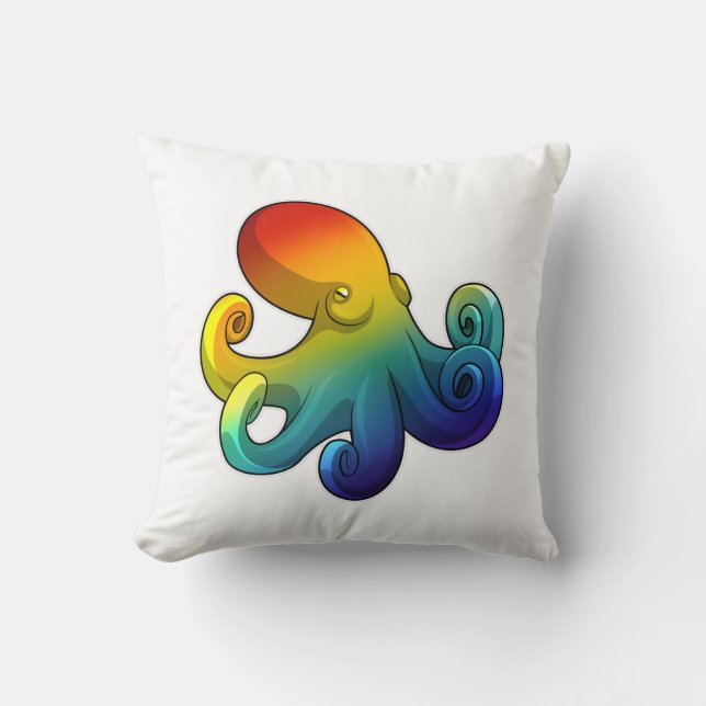 Octopus met regenboog kussen (Voorkant)