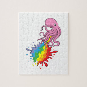Octopus met regenboog legpuzzel