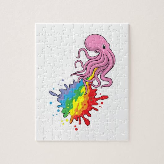 Octopus met regenboog legpuzzel (Verticaal)