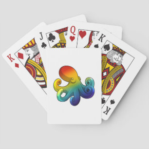Octopus met regenboog pokerkaarten