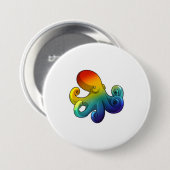 Octopus met regenboog ronde button 7,6 cm (Voorkant /achterkant)