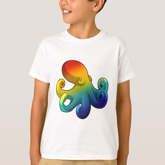 Octopus met regenboog t-shirt (Voorkant)