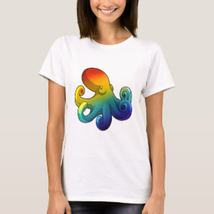 Octopus met regenboog t-shirt