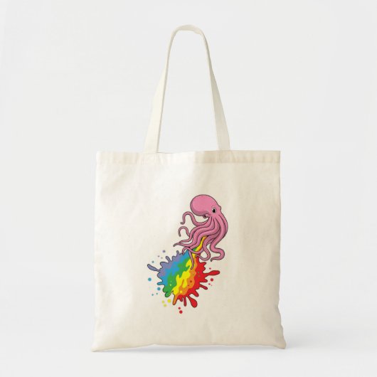 Octopus met regenboog tote bag (Voorkant)