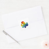 Octopus met regenboog vierkante sticker (Envelop)