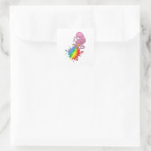 Octopus met regenboog vierkante sticker (Tas)
