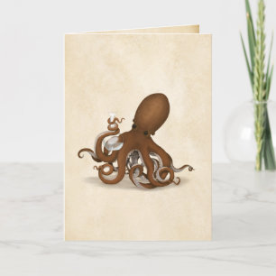 octopus met  scheikundige kolf bedankkaart