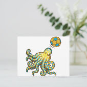 Octopus met voetbal briefkaart (Staand voorkant)