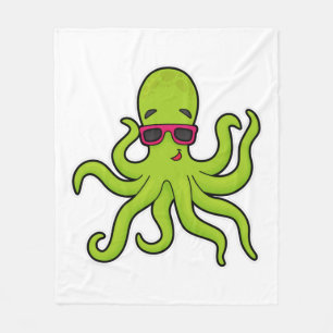 Octopus met zonnebril fleece deken