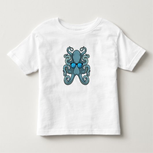Octopus met zonnebril kinder shirts (Voorkant)