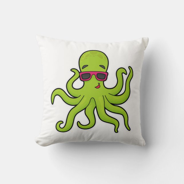 Octopus met zonnebril kussen (Voorkant)