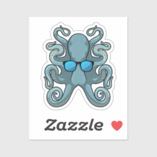 Octopus met zonnebril sticker