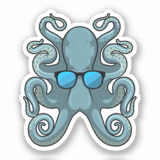 Octopus met zonnebril sticker (Voorkant)