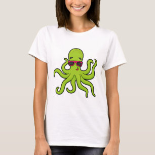 Octopus met zonnebril t-shirt