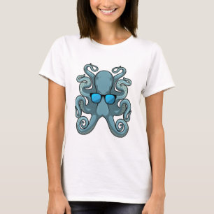 Octopus met zonnebril t-shirt