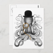 Octopus Monocle Bowler Pet Curiositeit Briefkaart (Voorkant / Achterkant)