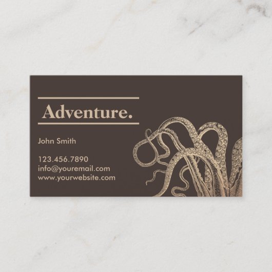  Octopus Nautical Adventure Calling Card Contactkaartje (Voorkant)