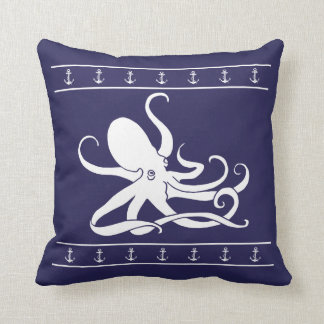 Octopus Nautical Anchor navy Blue Sierkussen