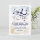 Octopus Nautical Beach Baby shower Kaart (Staand voorkant)