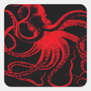 Octopus Nautical Steampunk Vintage Kraken Monster Vierkante Sticker