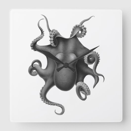 "OCTOPUS" NAUTIEKE ACRYLCLOCK VIERKANTE KLOK (Voorkant)