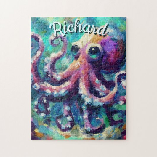 Octopus Nautisch Strand Kust gepersonaliseerd Legpuzzel (Verticaal)