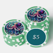 Octopus Nautisch Strand Kust gepersonaliseerd Poker Chips (Opstapeling)