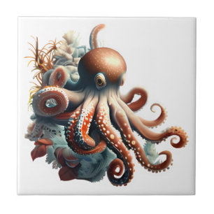 Octopus nautische mariene zee creatures chic tegeltje