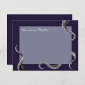 Octopus Navy Note Card Notitiekaartje (Voorkant / Achterkant)