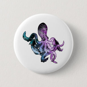 Octopus neon ronde button 5,7 cm