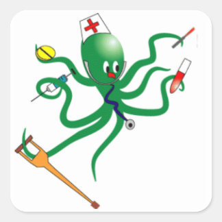 Octopus Nurse Square-Sticker Vierkante Sticker