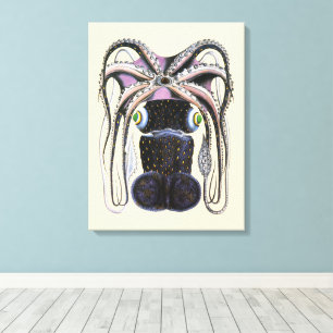 Octopus of Reuzenpijlinktvis, Antieke Dieren uit h Canvas Afdruk