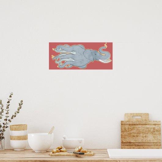  octopus olifant poster (Keuken)