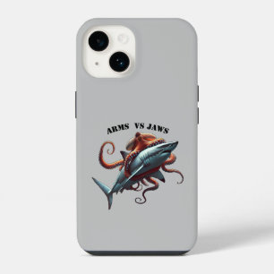 Octopus om een grote witte haai gewikkeld URM iPhone 14 Hoesje
