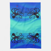 Octopus On Blue Green de Sybille - Serviette de cu (Vertical)