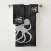 Octopus on Dark Grey - Ensemble de serviettes de b (En situation)