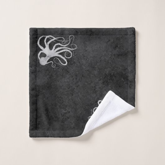 Octopus on Dark Grey - Ensemble de serviettes de b (Gant de toilette)