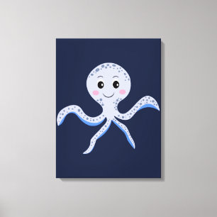 Octopus onder de zee kinderpatroon canvas afdruk