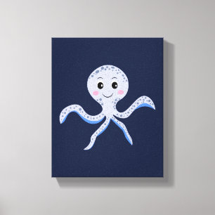 Octopus onder de zee kinderpatroon canvas afdruk
