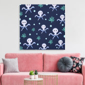Octopus onder de zee kinderpatroon canvas afdruk (Insitu (Woonkamer))