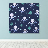 Octopus onder de zee kinderpatroon canvas afdruk (Insitu (Houten vloer))