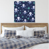 Octopus onder de zee kinderpatroon canvas afdruk (Insitu (Slaapkamer))