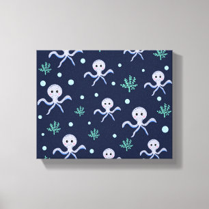 Octopus onder de zee kinderpatroon canvas afdruk