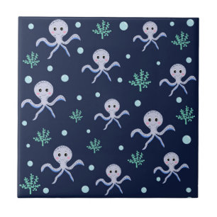 Octopus onder de zee kinderpatroon tegeltje